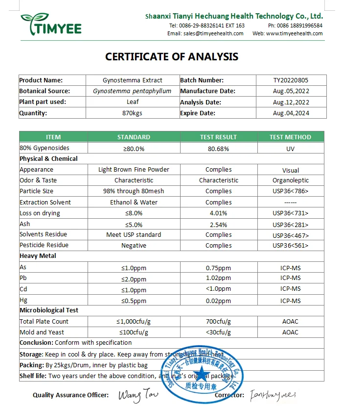 GMP Kosher Natural Gynostemma Pentaphyllum Extract 80% 98% Gypenoside