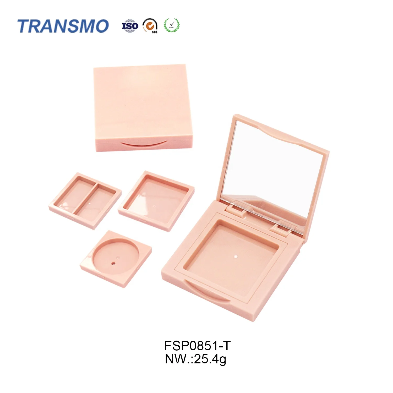 Pva eco friendly blush case press powder compact case packaging replaceable empty compact pressed powder case