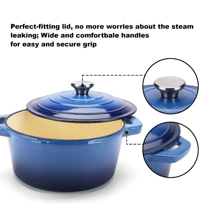 Manufactures Direct Sales Round Customized Cooking Pots Cast Iron Sets Cookware Casserole Dutch Oven Hot Pot