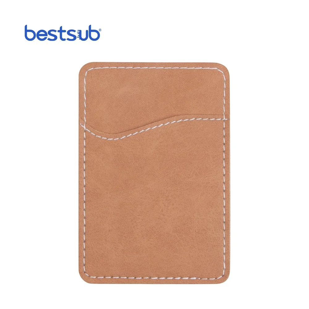 Wholesale Custom Sublimation Product Blank Universal Designer Leather Cell Phone Card Holder Case Purse Wallet With Sticker