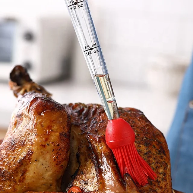  Silicone Heat-resistant Angled Marinade Injector Turkey Baster With Cleaning
