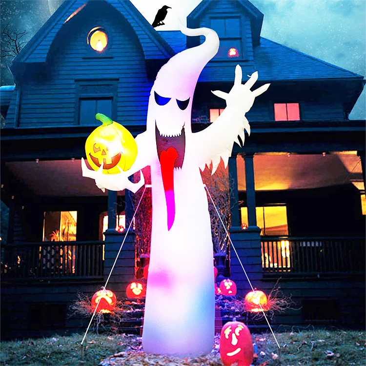 8FT Inflatable Halloween Pumpkin Ghost Courtyard Outdoor Lighting Props Decoration