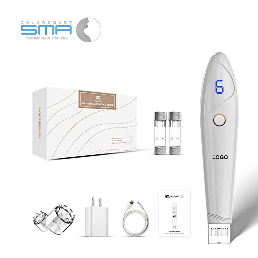 Microneedling дермы ручка Профессиональный электрический беспроводной 6 скоростей Регулируемый перезаряжаемые коллаген инъекции