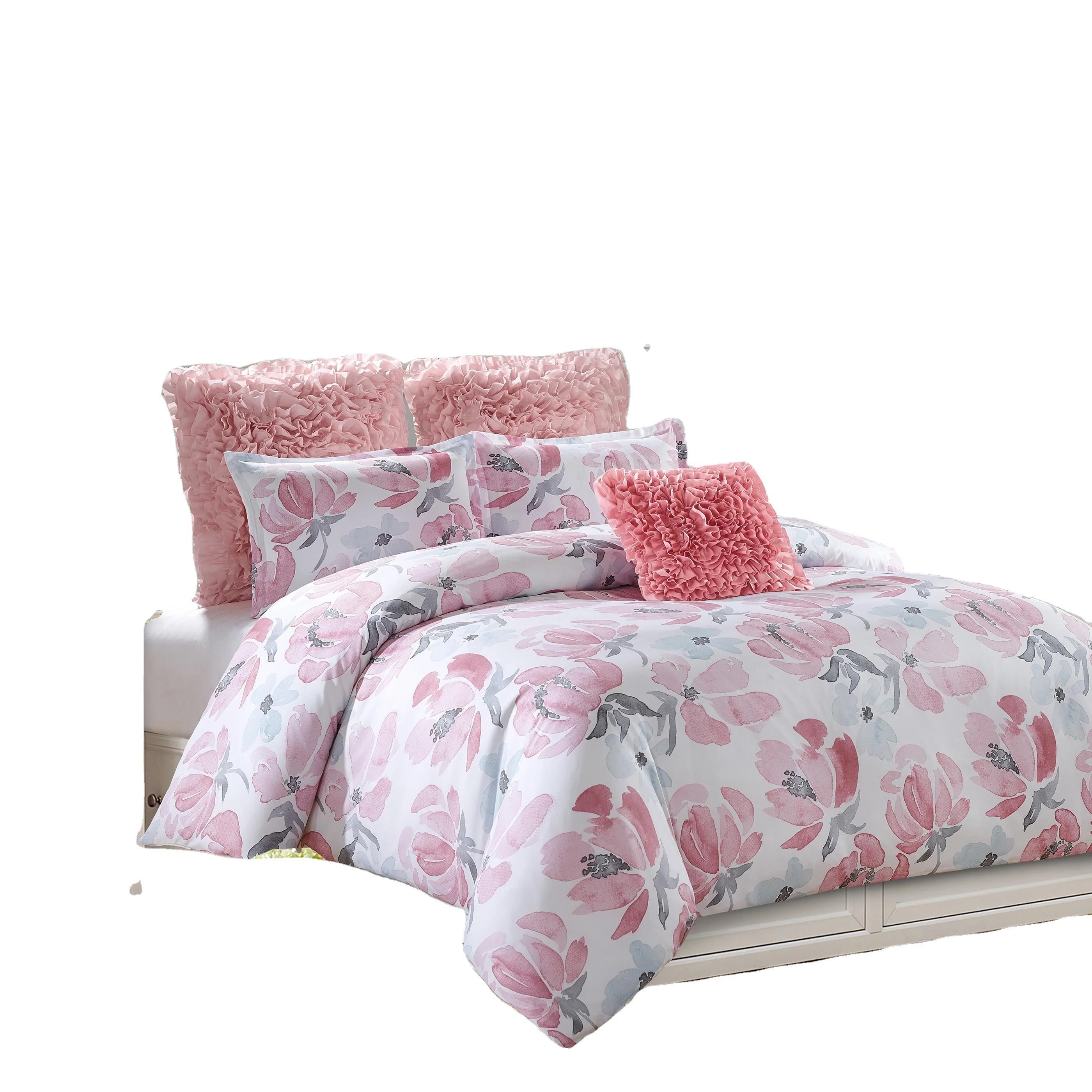ALPHA TEXTILE Hot Selling soft bedding sets 6 pieces floral Printing Fabric floral cotton bedding set bed sheets for girl