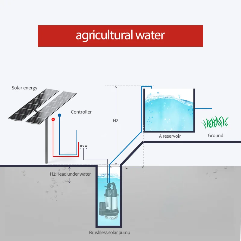 Brushless 24V DC 2 Inch 2HP Agriculture Irrigation Shallow Well Solar Electric Submersible Water Motor Pump