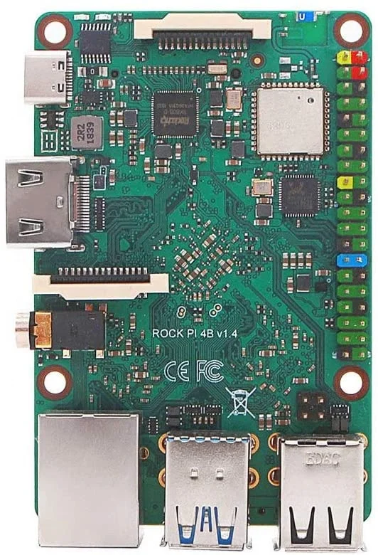 Rock PI 4B V1.4 Rockchip RK3399 Cortex Six Core SBC/Single Board Computer Compatible with Official Raspberry Pi Display