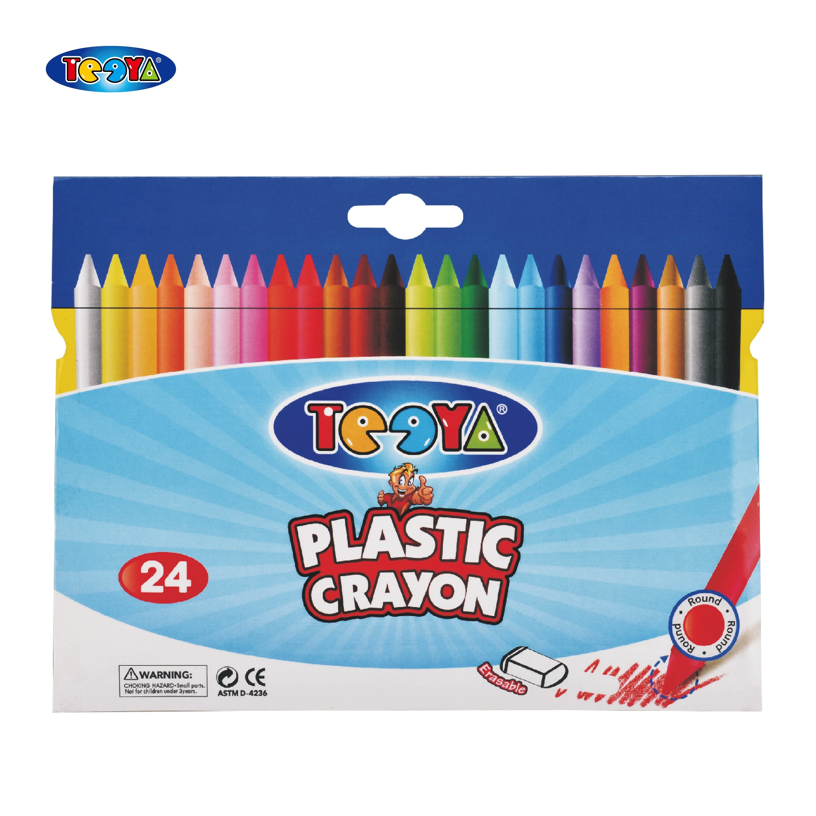 12 COLOR 8*120MM ROUND PLASTIC CRAYON IN METAL BOX
