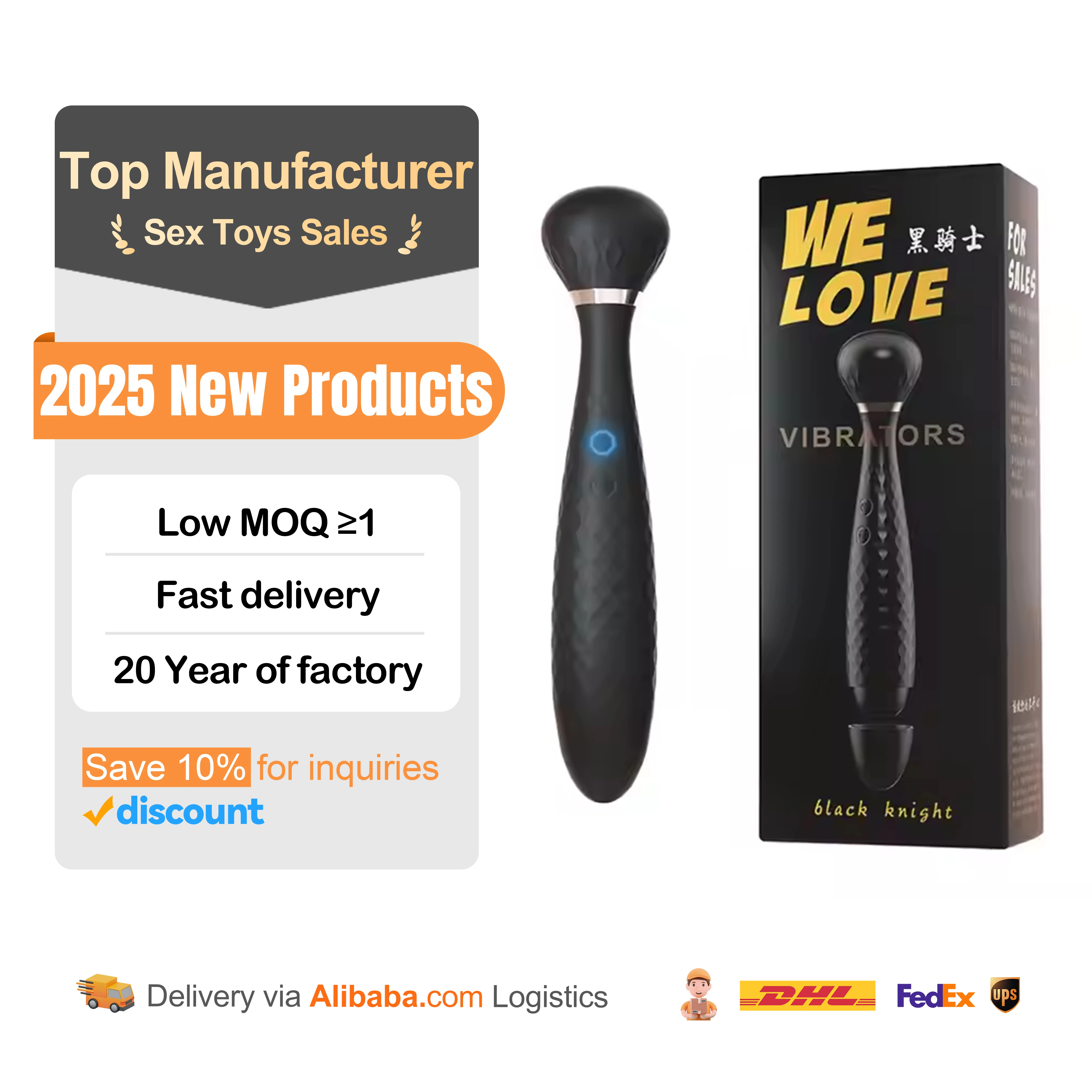 Veni Venus Double-Headed 10-Frequency USB-Powered Wireless Electric Vibrator Dildo Toy for Women LL-B2104