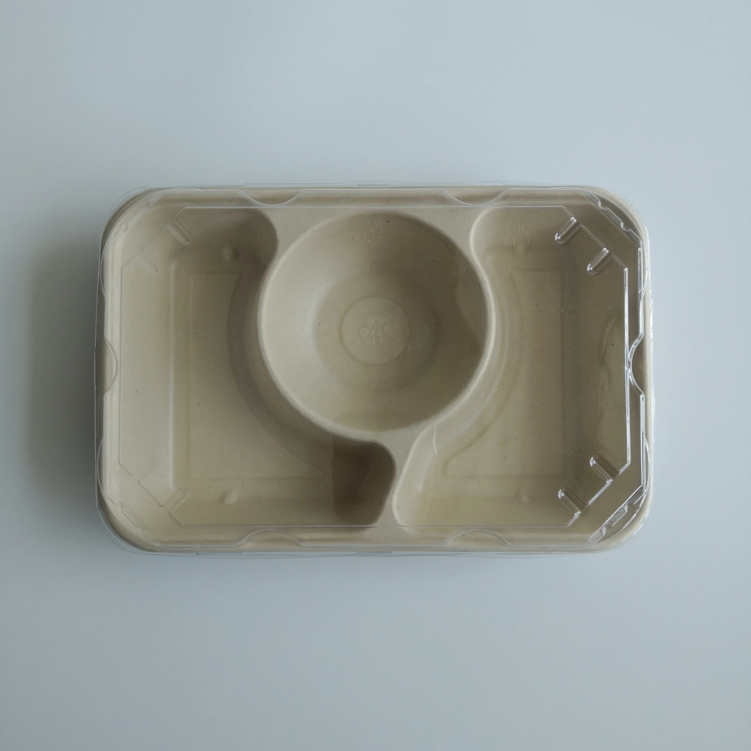 Bagasse 3 Compartment Pasta Paper Tray Fibre Tray Lunch Tray With Lid Paper Plate Supplier Fast Food Dish Fast Food Plates