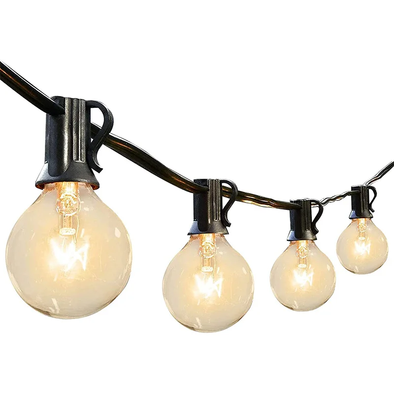 Indoor Outdoor Warm White Vintage Bistro Rubber Wire Lights G40 Filament Bulb String Light