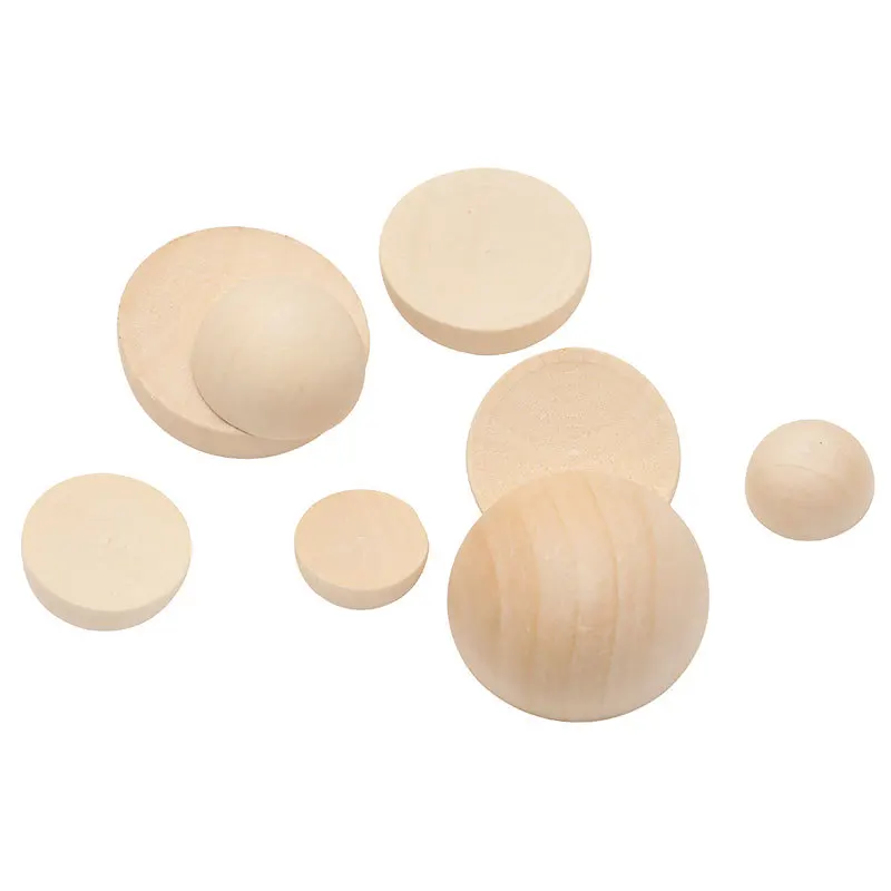 New style solid half round ball 15-30mm raw wood color lotus wood half round ball