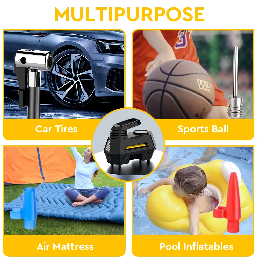 Mini Tire Inflator Car 12V Emergency Tire Inflator little Black Rabbit car Air Compressor Tire Pump for car