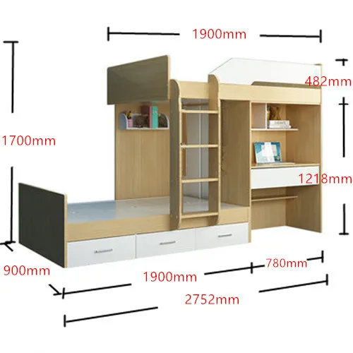 Amazon Hot Selling Custom Modern Wood Children Folding Bunk Bed With Slide