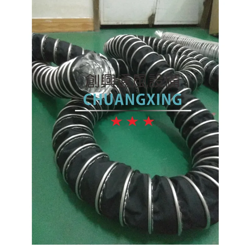 
Professional supplynig High Temperature Resistant Fiberglass Fabric Flexible exhaust Spiral Duct 
