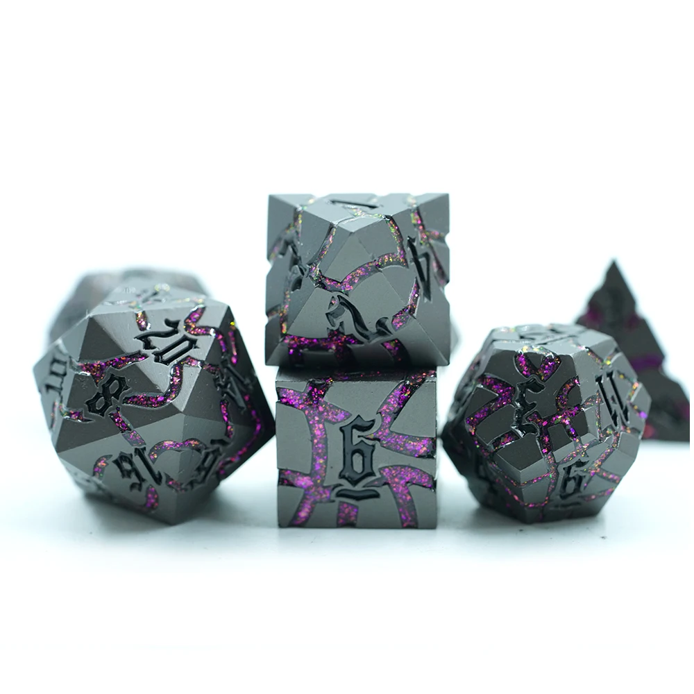 16mmMetal dice black and Green mica dice set D6-D20 customized metal dice game