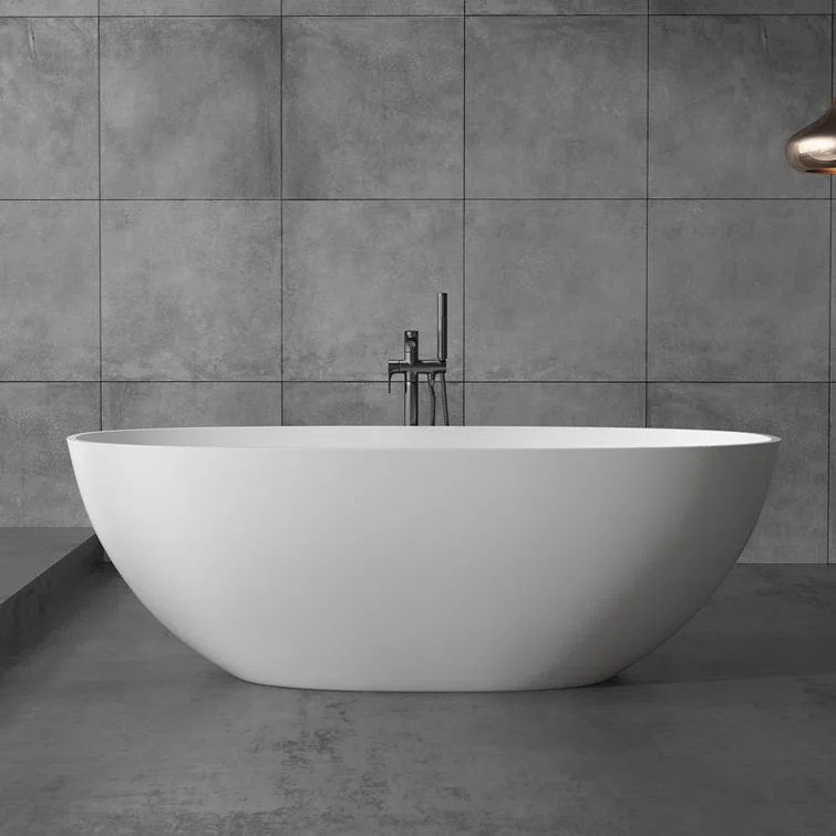 Solid Surface  Freestanding matte white Bathtub for Luxury hotel
