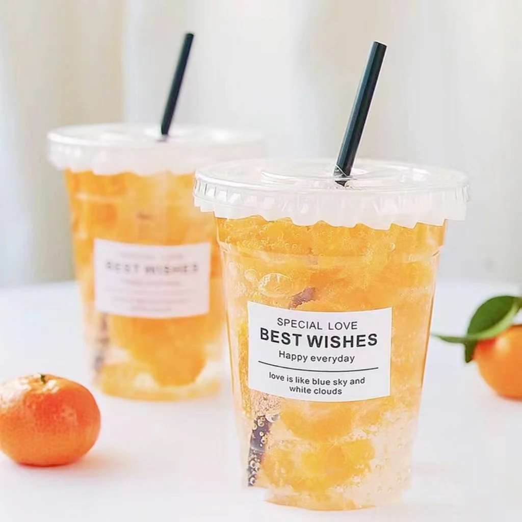 92/95/98 caliber disposable U-shaped clear pp plastic dabba cup vasos plastic juice drink cup boba bubble tea cups with lid