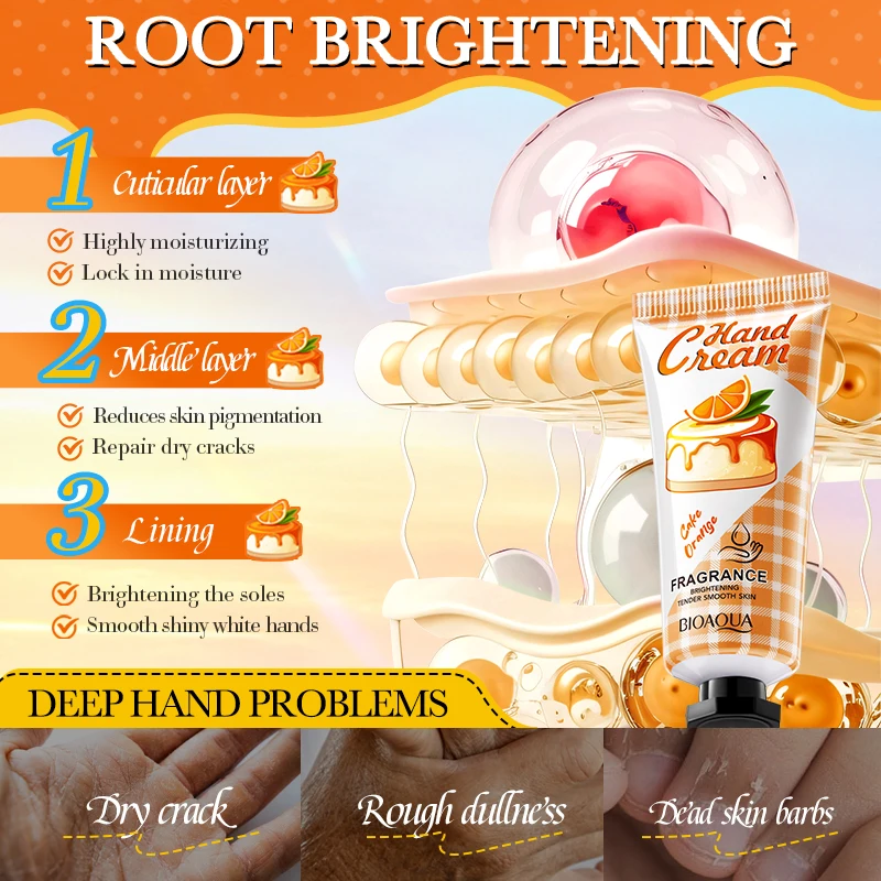 BIOAQUA Organic Fruits Strawberry Blueberry Cherry Orange Nourishing Anti-Wrinkle Smooth Skin Whitening Lotion Mini Hand Cream
