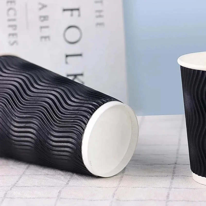 Custom wholesale single double ripple wall paper cup with logo disposable blue coffee cake tea papers cups with dome lids