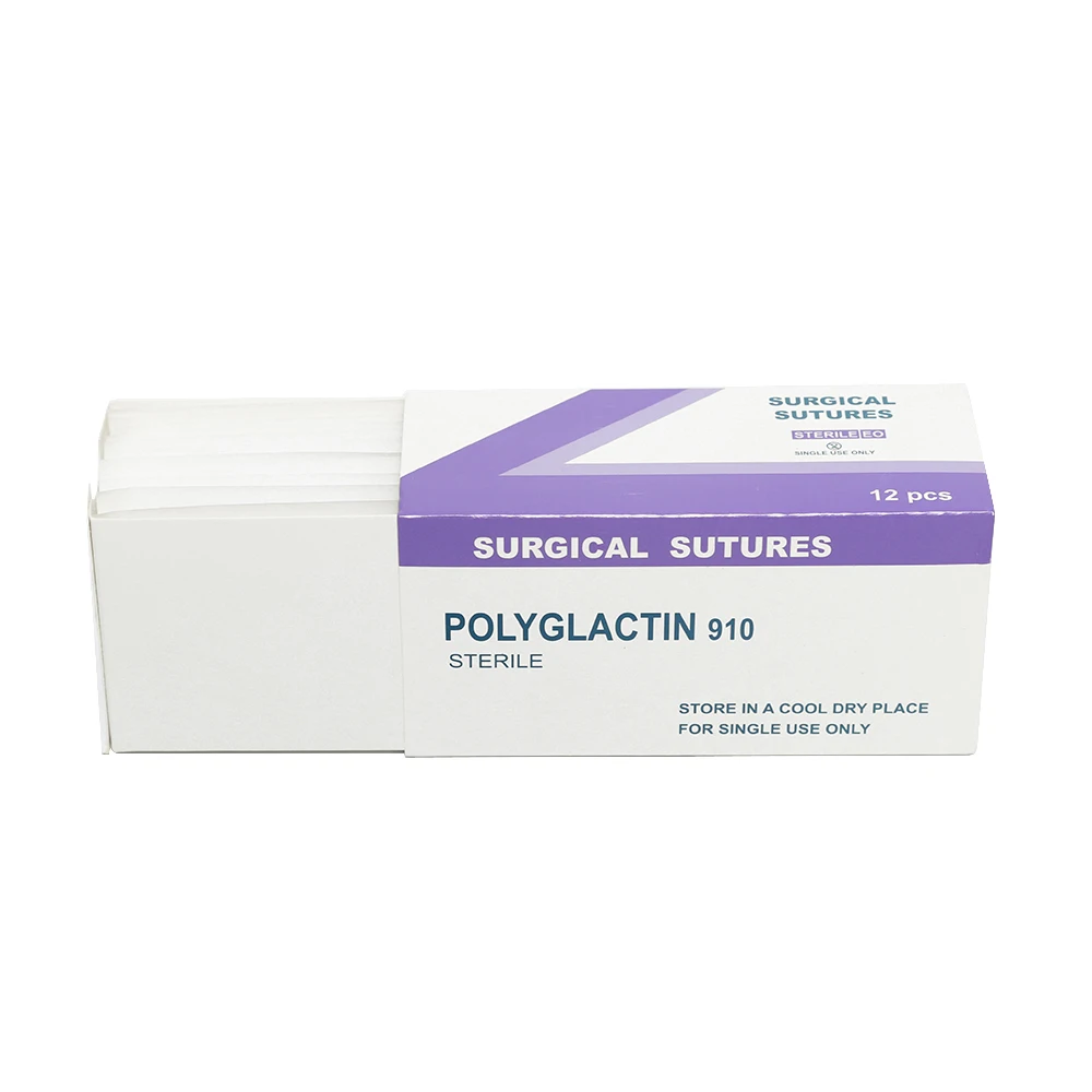 Medical Absorbable Material Disposable Curved Surgical Sutures Thread With Needles