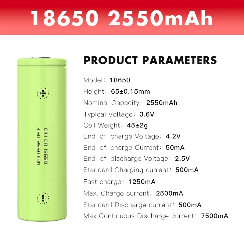 WST New 18650 3.7V 2600mah 3C Lithium Battery Real Capacity Cylindrical Cell Lithium Ion Battery 18650 Battery Cells