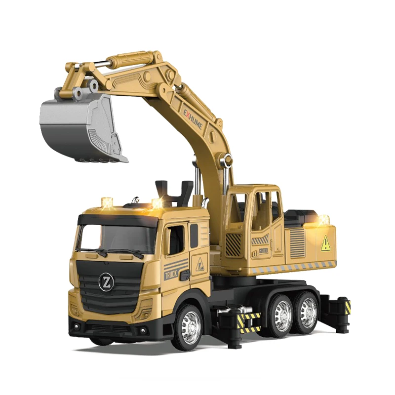 Simulation sound lighted up controlled excavator diecast toys mini cars and trucks for 12 years old kids for sale