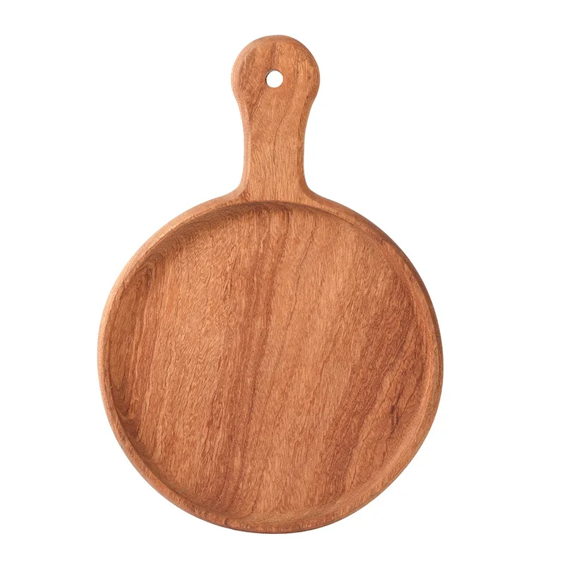 Big Size Wooden Pizza Plate Ebony Steak Plate Japanese Style Food Serving Tray for Steak Pizza Bread Sushi