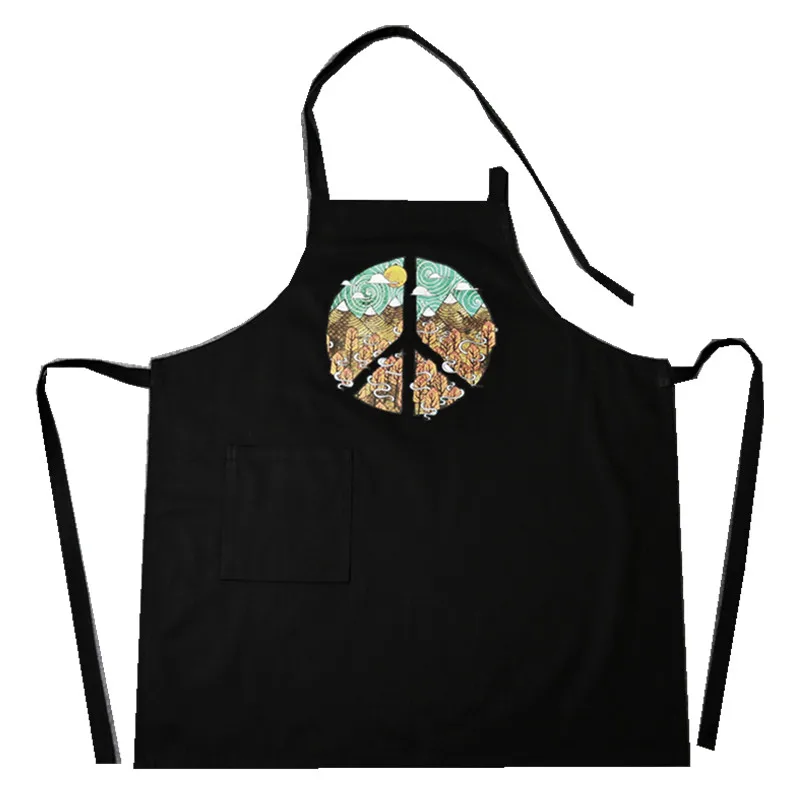 
Wholesale High Quality Custom Logo Printed Black Japanese Anti Fouling Canvas Apron 
