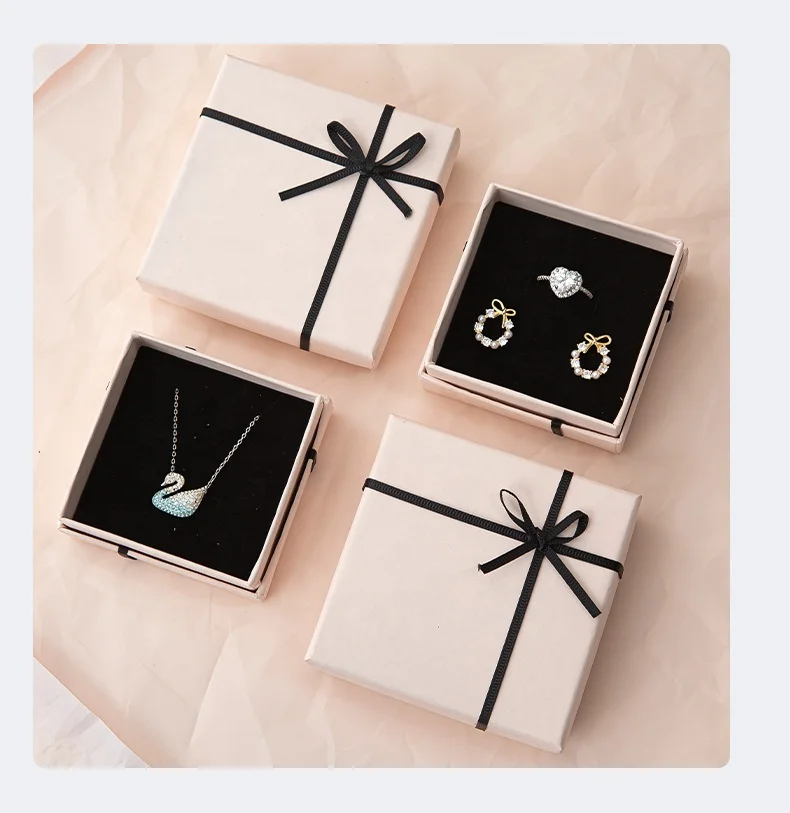 Custom Logo Ring Necklace Bracelet Earrings Jewelry Packaging Boxes  Exquisite Jewelry Gift Box Packaging Set For Small Business