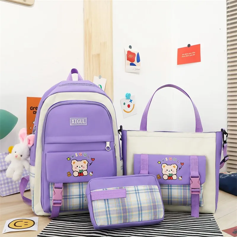 3Pcs School Bag Set Primary School Students Lightweight Primary Fresh Cute Girls Waterproof Backpack Manufacturing