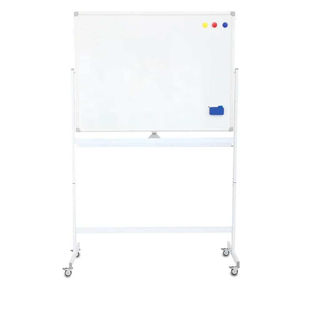 Mobile School Whiteboard with Wheels Magnetic Marker Board & Steel Frame Erasable Writing Wood Plastic MDF Aluminum Frame Board