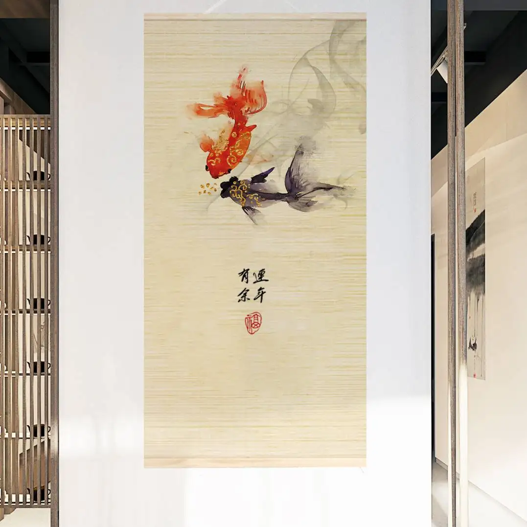 Top quality wholesale art printed bamboo wall hanging paintings for home decoration