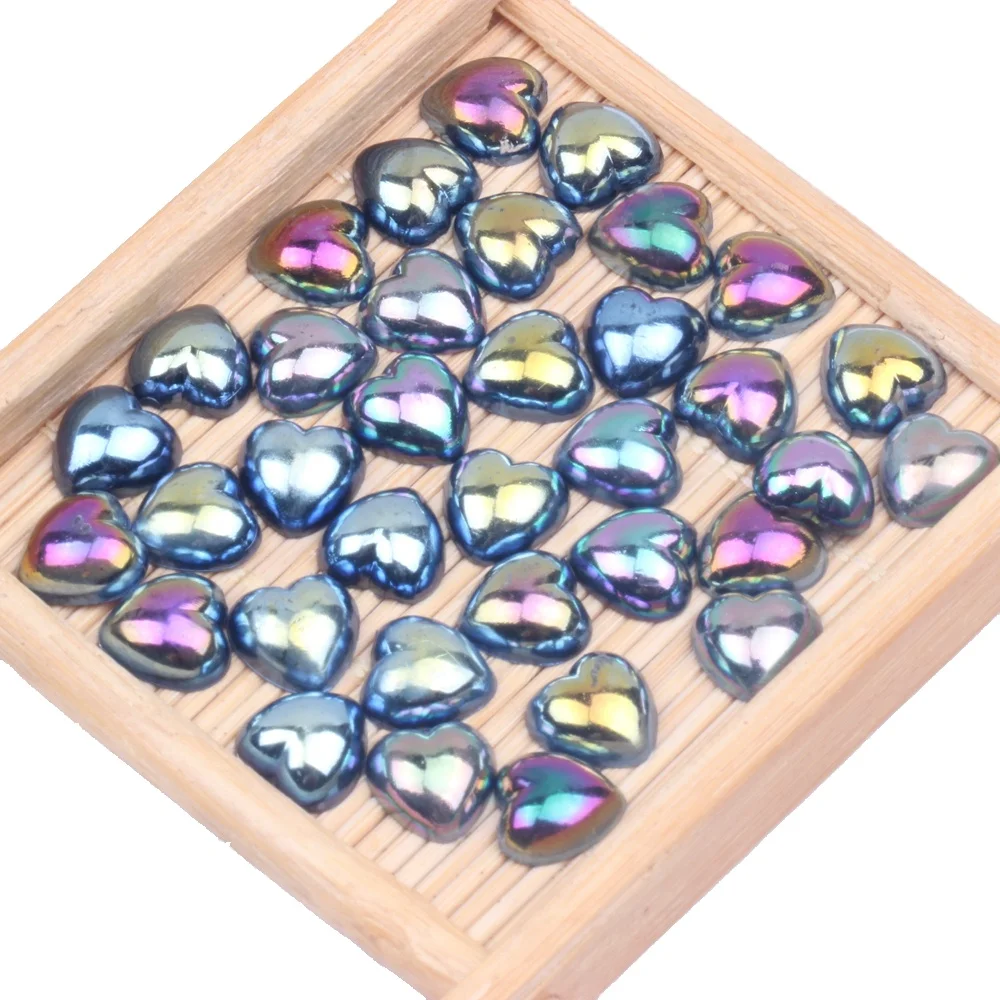 New Color AB 3-6mm Mixed Size 500pcs Half Face Peach Heart Imitation Pearl Nail Pearl DIY Love Hair Clip Handmade Accessories