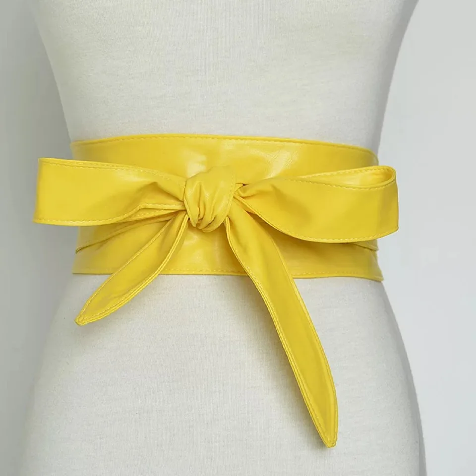 Custom Solid Color PU Bowknot Belt Female Conveyor Belt Classic Cheap PU Female Belt
