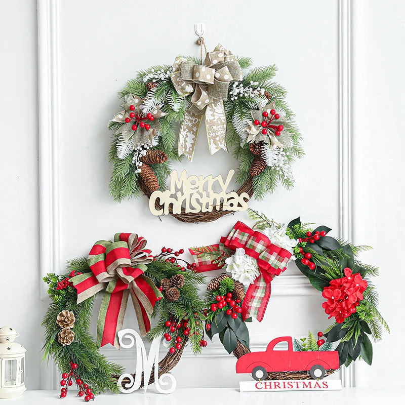 New Arrival Personalized Christmas Wreaths Alphabet Christmas Wreaths For Party Indoor Xmas Decoration