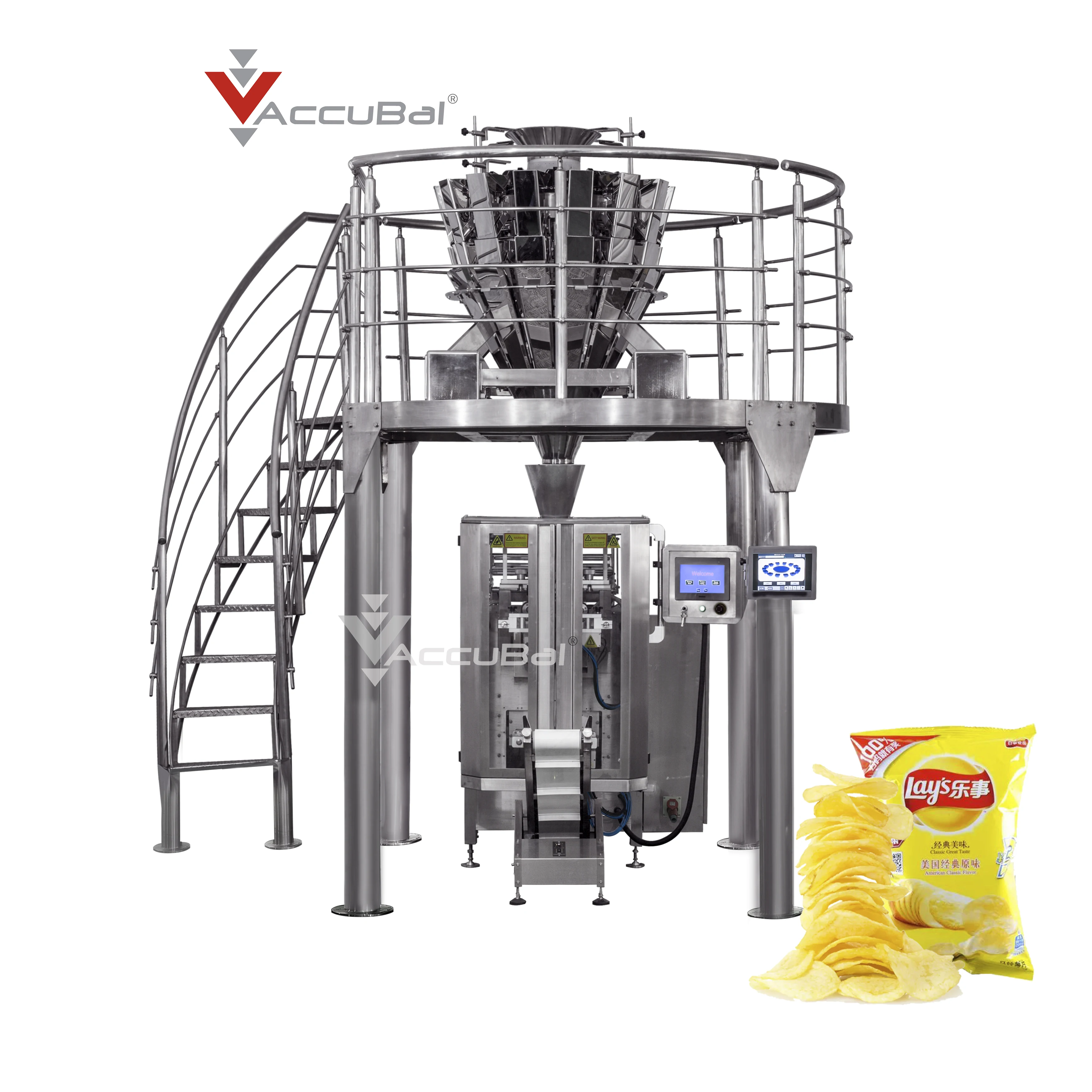 
Accubal Multi functions Weighing Machine Multihead combination Weigher with food packing machine for puffer food and fruit 