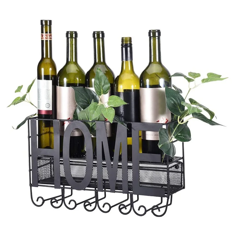 Letter Wine Rack Goblet Rack Wrought Iron Hanging Wall Red Wine Rack Inverted Bar Wall Hanging Wine Cabinet