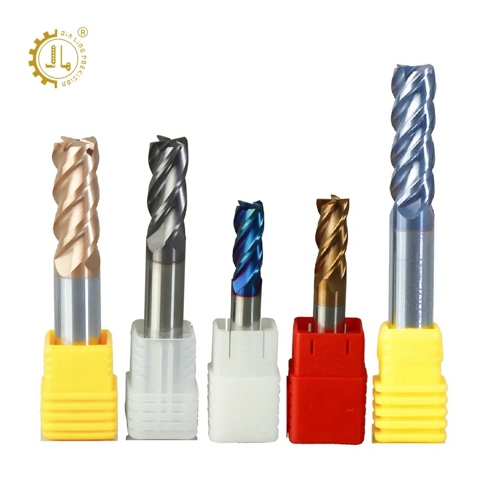 Coated Solid Carbide End Mills Fresa Para CNC Bit Metal Cutting Endmill Carbide 4 Flutes 8mm 65 HRC CNC End Mill For Steel