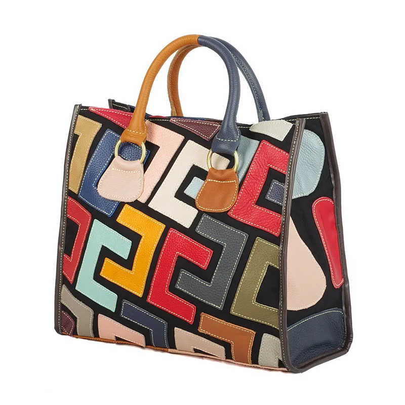 Fashion Special Colorful Design Good Quality Genuine Cowhide Ladies Handbags Leather Women Bag