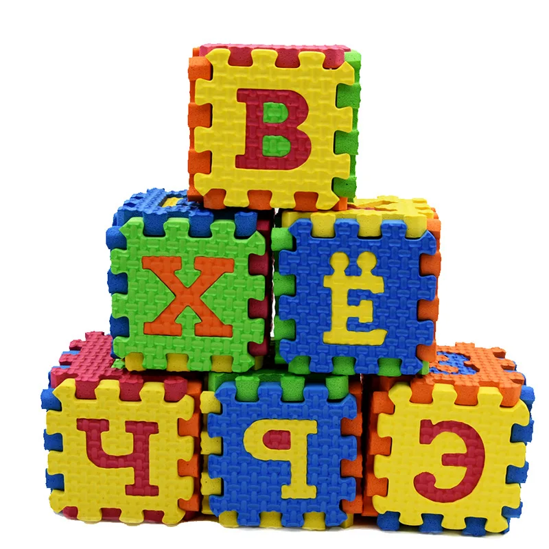 Russian Arabic Spanish EVA Jigsaw Alphabet + Numbers Puzzle Foam Game Crawling Mat Floor Mats