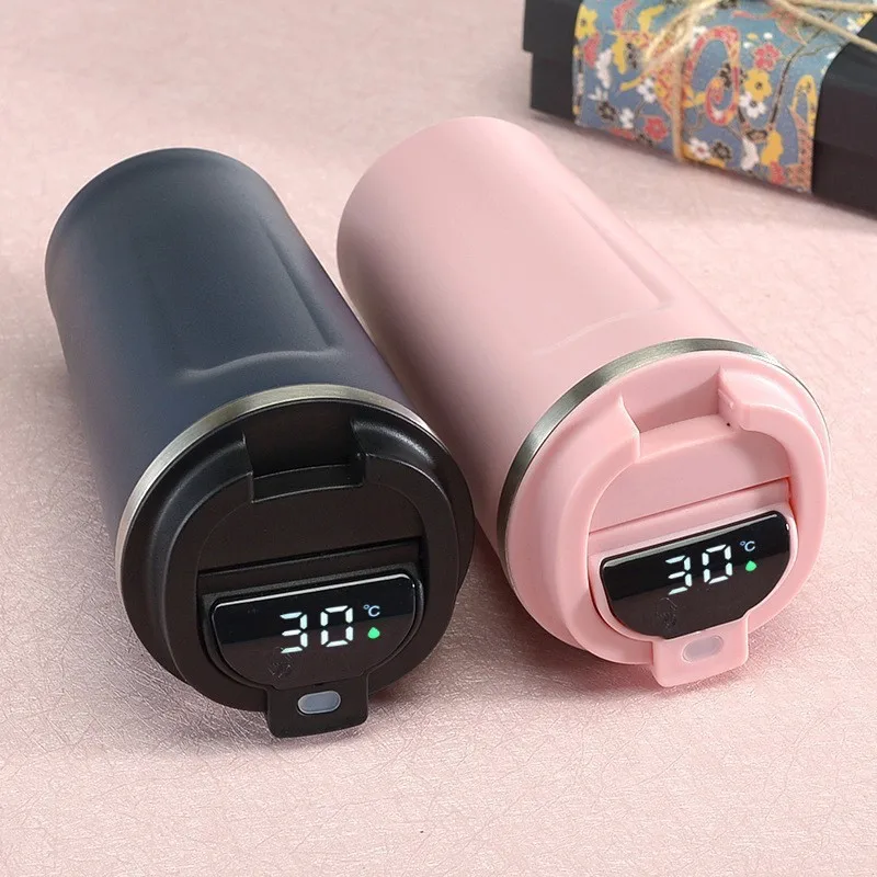 Smart Stainless Steel Coffee Mug with Temperature Display Portable UV-protected Animated Water Bottle for Coffee Lovers