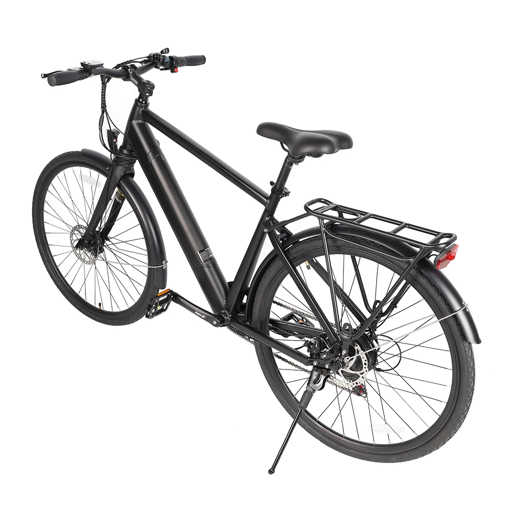 Black 250w 7 speed scooter aluminum alloy hydraulic medium shock absorption 700C electric city hybrid bike