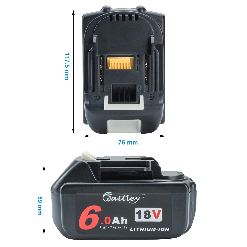 Waitley литий-ионная аккумуляторная батарея для Makita 18V 6000 мА/ч 6.0Ah Электроинструмент со светодиодной Замена LXT BL1860B BL1860 BL1850