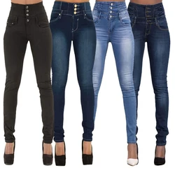 China wholesales denim ladies tall skinny jeans women Button fly jeans