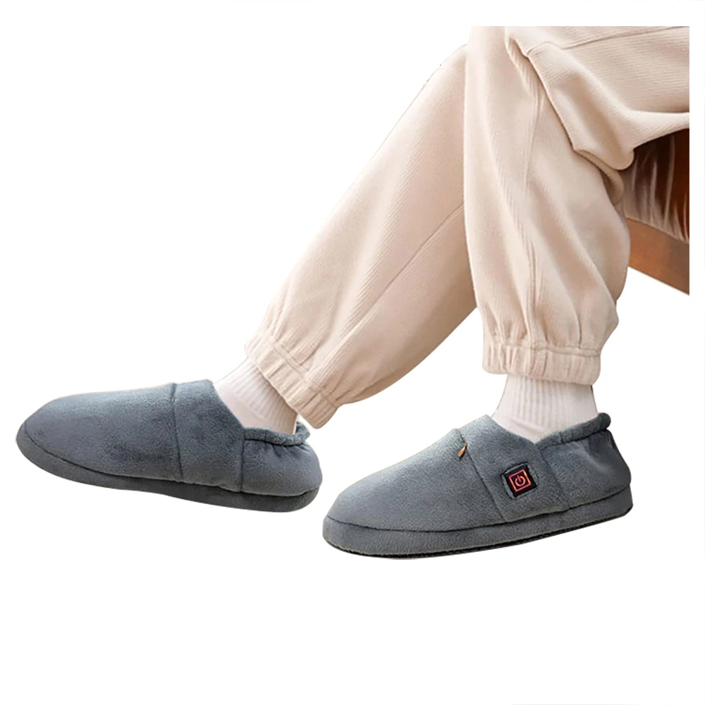 USB Electric Heated Slippers Fast Heating Electric Shoes Indoor House Shoes Plush Slip Foot Warmer