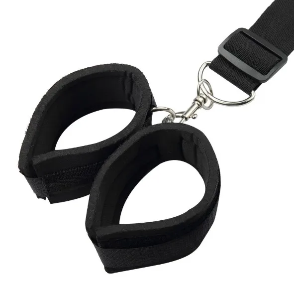 Bondage Gear Ribbon Material Bondage Kit Black Handcuffs with Mouth Ball Set Toys for Women