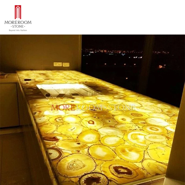 apartment dining table countertop yellow agate stone plates