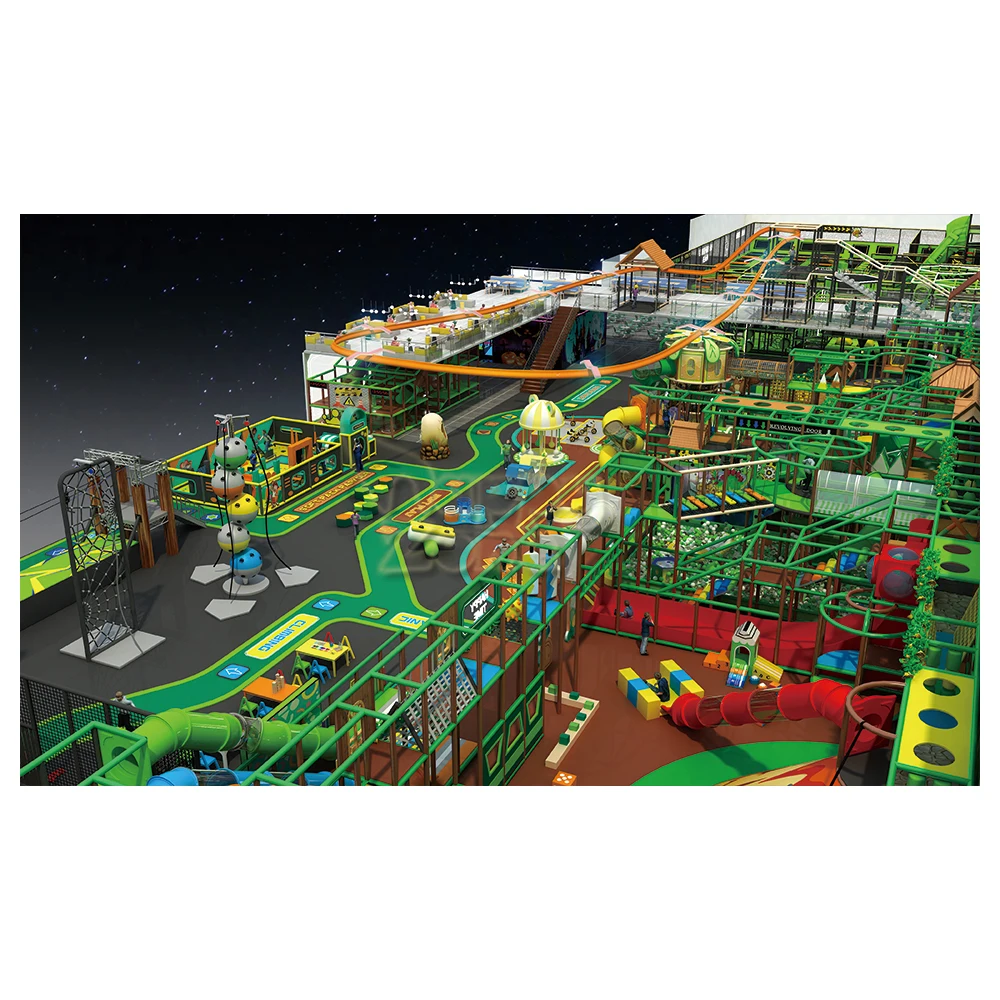 Customized commercial large Jungle theme Kids Amusement park indoor playground jungle gym with play structure, adventure games