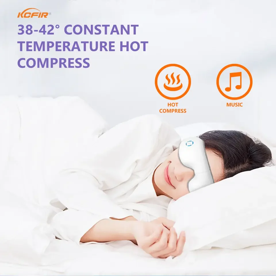 Rechargeable Compression Vibrative Eye & Temple Massager Mask With Heat For Eye Strain Dark Circles Relief