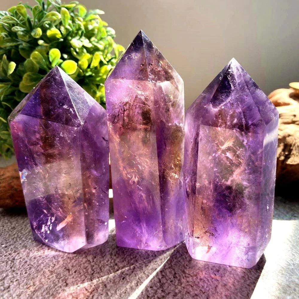 Hot Sale Natural Folk Crafts Crystal Quartz Tower Hand Carving  Reiki Gemstone Wands Ametrine Point for Healing